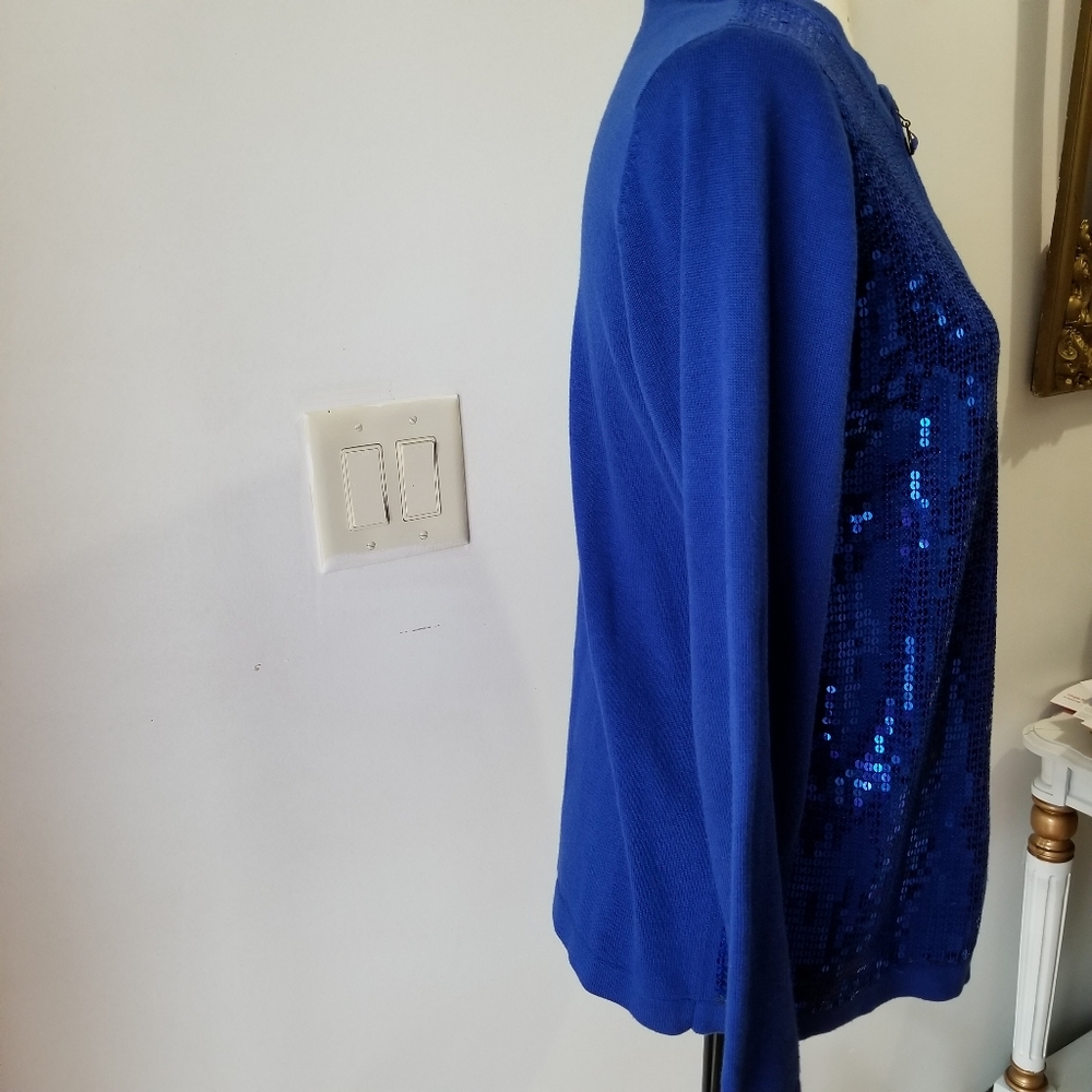 COPY - QUACKER FACTORY Cardigan Royal Blue Sequin Sweater SIZE XS. - Picture 6 of 15